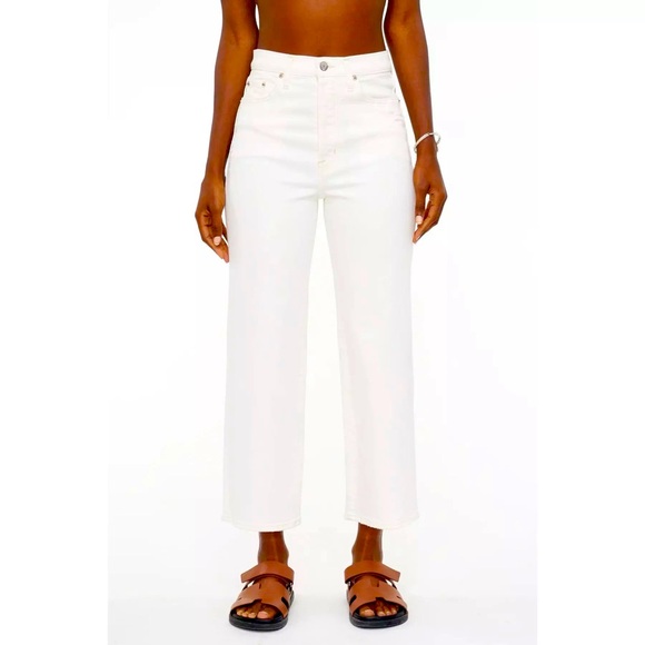 Pistola Cassie Crop Denim Jeans High Rise straight Leg in Cream - Picture 1 of 8